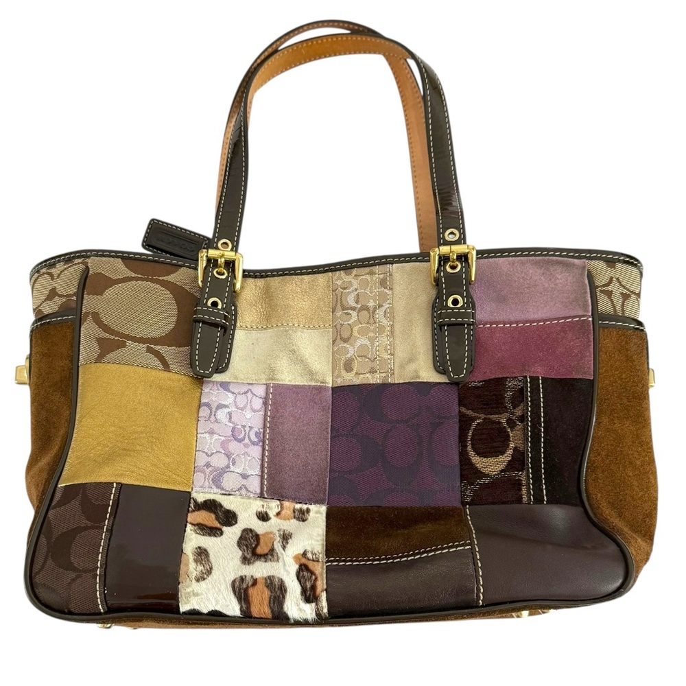 Coach Legacy Patchwork Tote Shoulder Bag 
 Suede Leather Y2K Vintage